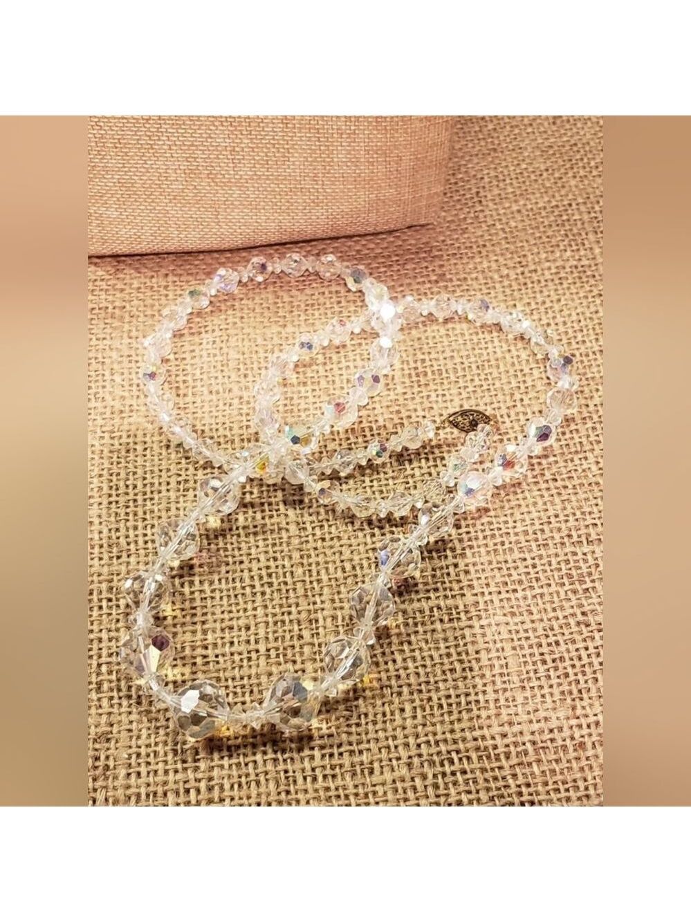 Vintage Aurora Borealis Crystal Necklace 28" Long In Great Condition